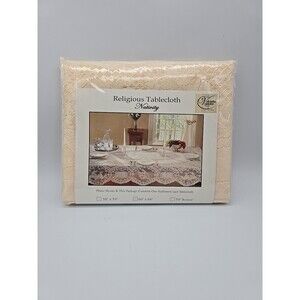 Victoria Classics Religious Tablecloth Nativity Scalloped Lace Tablecloth 60x84